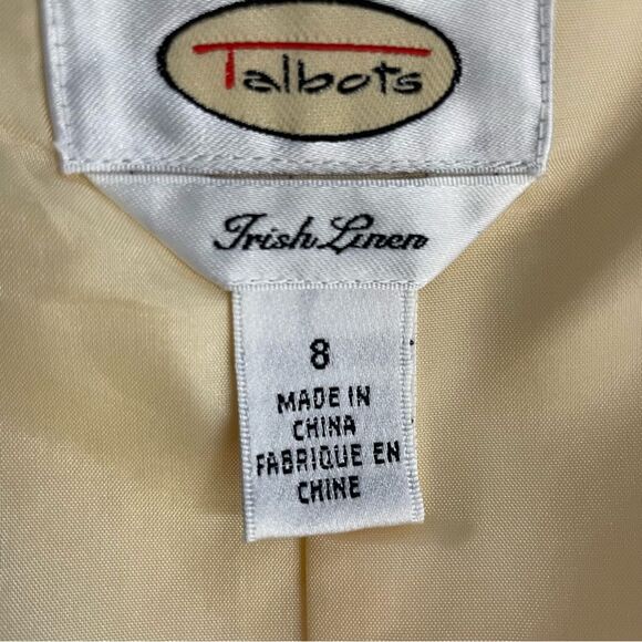 Vintage‎ Talbots Irish Linen Dress Size 8 Butter Yellow Sleeveless Lace - Picture 9 of 9